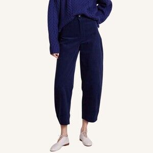 Apiece Apart Mari Barrel Pants Size 2 Navy Corduroy Crop Trouser $295 retail
